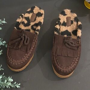 Muk Luks Brown and Tan Slippers